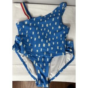 Hanna Andersson Girls 2 Piece Swimsuit‎ Size 12 Rainbow Blue Bikini Tank Top
